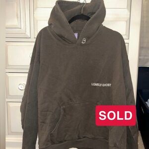 Lonely Ghost heavyweight hoodie dark brown/grey